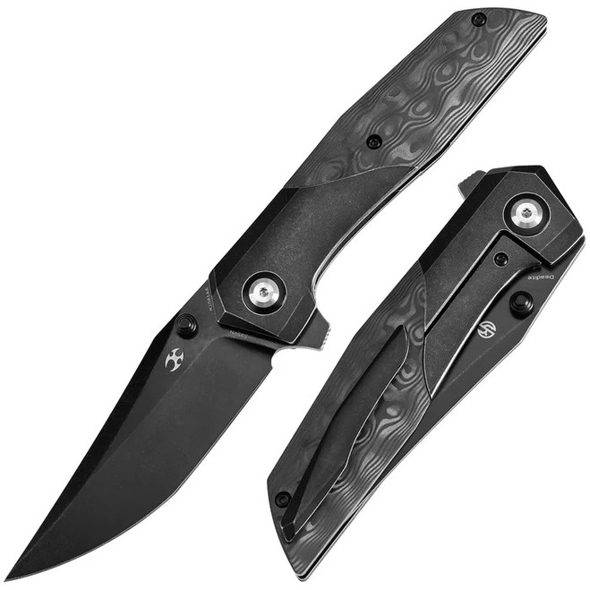 Kansept Deadite Folding Knife Blackwash Titanium/Rose Carbon Fiber