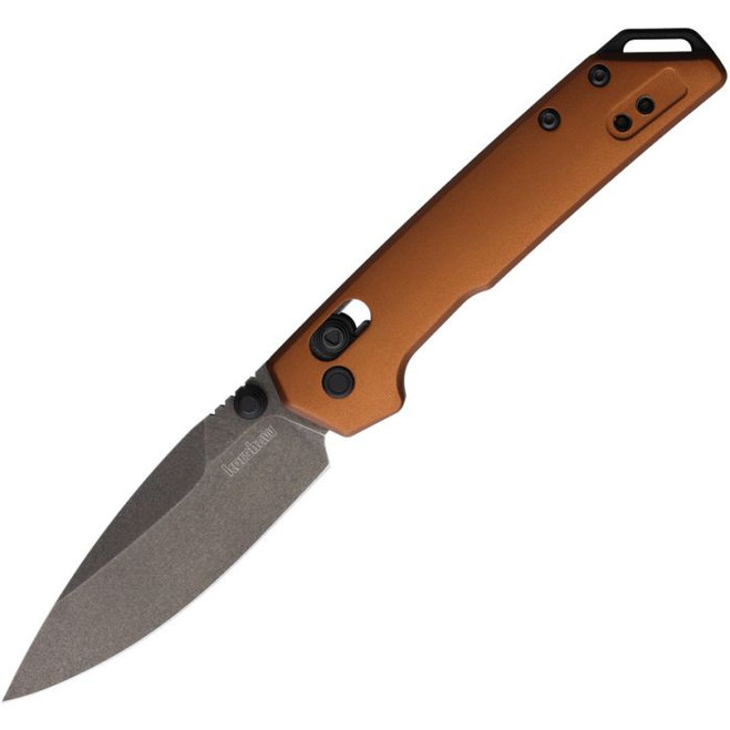 Kershaw Mini Iridium Folding Knife Bronze Aluminum Handle D2 Spear Point Plain Edge Blackwash Finish KS2051BRZBW
