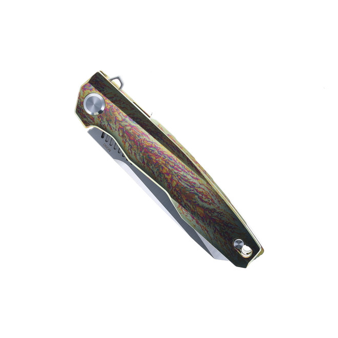 TwoSun Folding Knife Color Titanium Handle M390 Plain Edge TS88