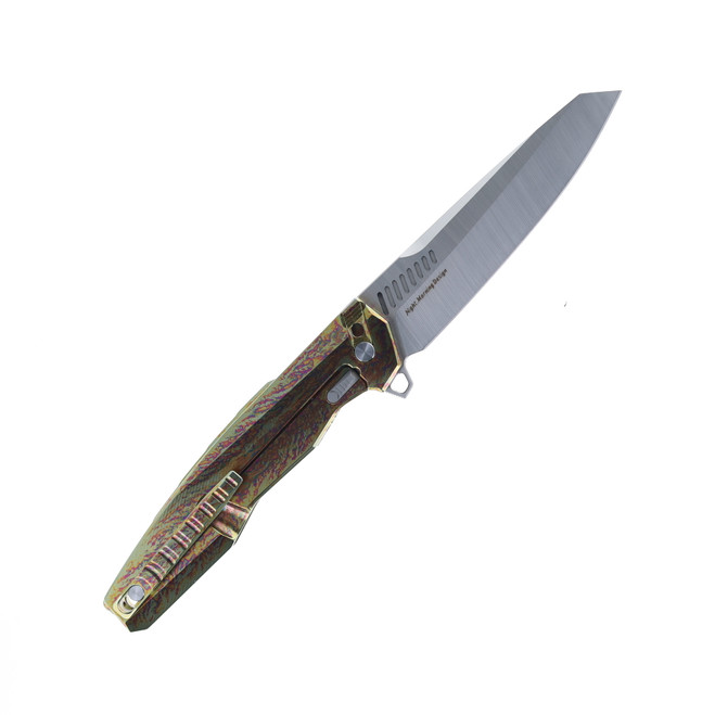 TwoSun Folding Knife Color Titanium Handle M390 Plain Edge TS88
