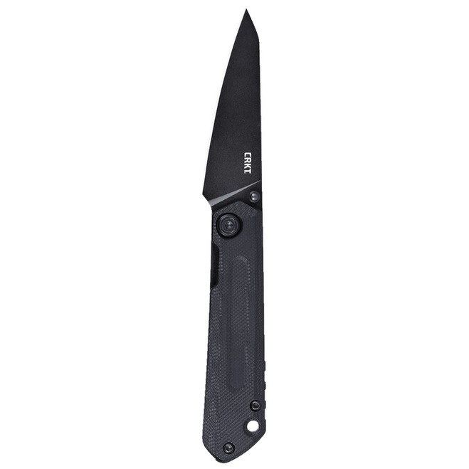 CRKT Straight Frame Lock Folding Knife Black G10 Handle D2 Plain Edge Black Oxide Finish 2670