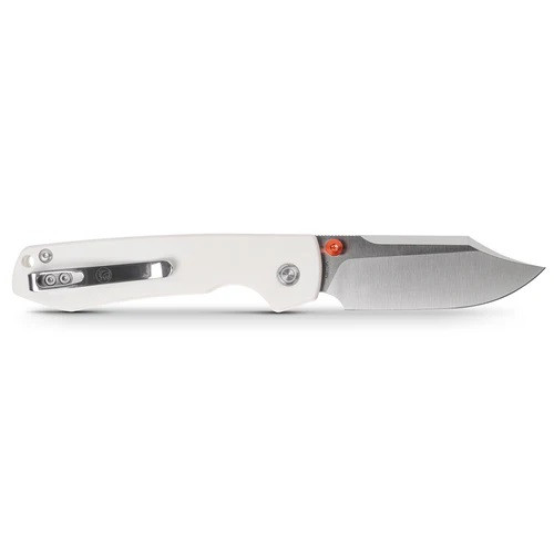 Vosteed Raccoon Folding Knife White G10 Handle 14C28N Bowie Plain