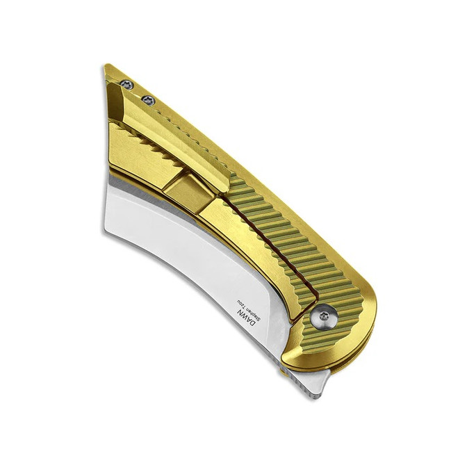 Kizer Dawn Folding Knife Gold Titanium Handle S35VN Sheepsfoot