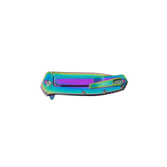Kershaw Outcome Folding Knife Rainbow Stainless Steel Handle 8Cr13MoV Drop Point Plain Edge 2044RBW Kershaw Outcome Folding Knife Rainbow Stainless Steel Handle 8Cr13MoV Drop Point Plain Edge 2044RBW
