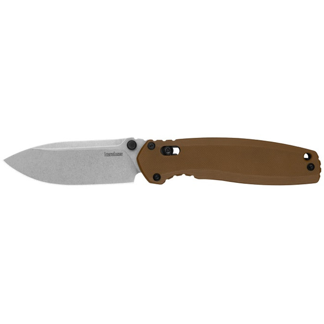 Kershaw Broadside Folding Knife Brown G10 Handle D2 Spear Point