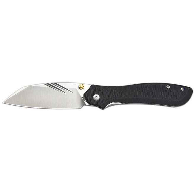 CJRB Fugly Folding Knife Black G10 Handle AR-RPM9 Wharncliffe Plain Edge Sand Polish Finish J1957-BK