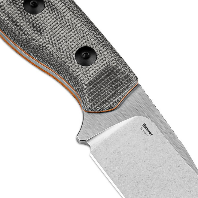 Kizer Beaver Fixed Blade Knife Black Micarta/Orange G10 Handle