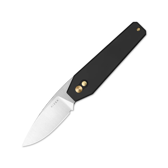 Kizer Tomb Folding Knife Black Aluminum Handle Nitro-V Plain Edge V3692A2
