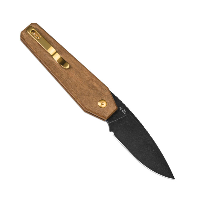 Kizer Tomb Folding Knife Mkuruti Wood Handle Nitro-V Plain Edge