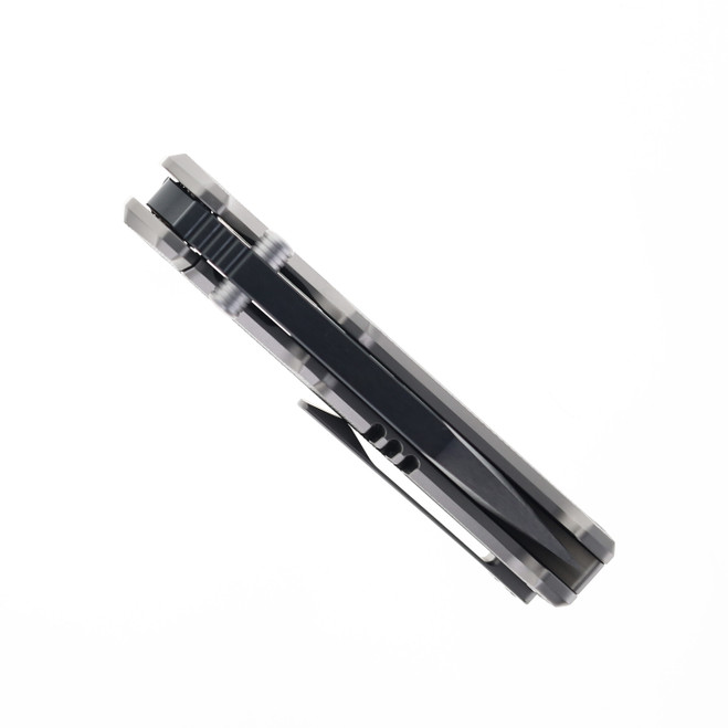 Miguron Geddon Folding Knife Grey Titanium Handle M390 Plain Edge