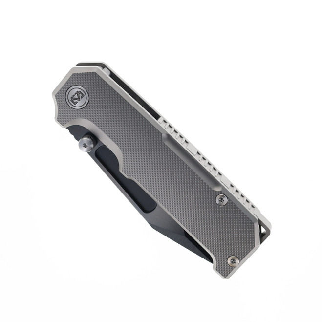 Miguron Geddon Folding Knife Grey Titanium Handle M390 Plain Edge