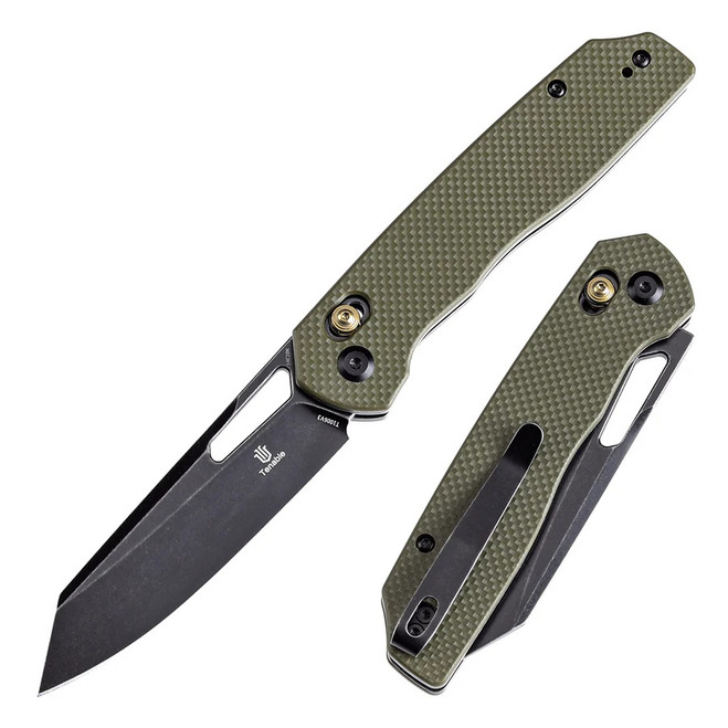 Tenable Shard Folding Knife Olive Green G10 Handle 14C28N Plain