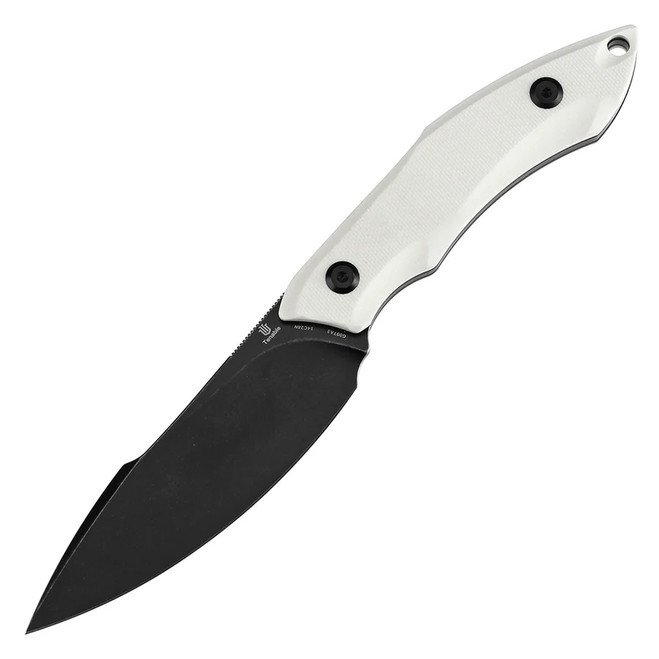Tenable Luccio Fixed Blade Knife White G10 Handle 14C28N Plain