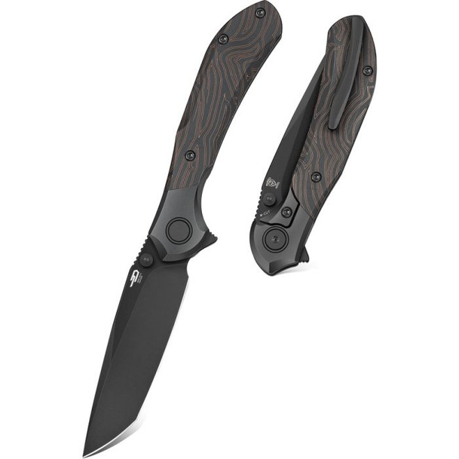Bestech Constellation Folding Knife Titanium/Black Thin Line G10 Handle M-Cut Tanto Plain Edge Black Stonewash Finish BT2501B Bestech Constellation Folding Knife Titanium/Black Thin Line G10 Handle M-Cut Tanto Plain Edge Black Stonewash Finish BT2501B