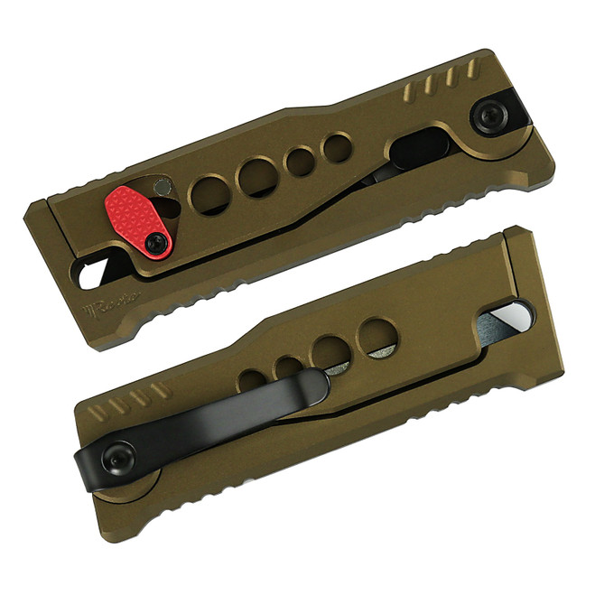 Reate Exo-U V1 Folding Knife Speedhole Copper Aluminum Handle Stainless Steel Plain Edge