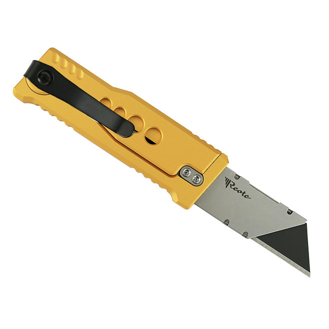 Reate Exo-U V1 Folding Knife Speedhole Yellow Aluminum Handle Stainless Steel Plain Edge