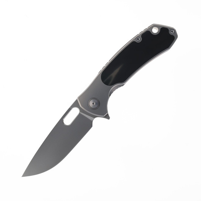 Maxace Balance Folding Knife Dark Gray Titanium/Zirconium Inlay Handle M390 Plain Edge 