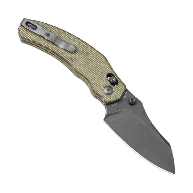 Kizer Bulldog Folding Knife Green Micarta Handle Nitro-V Plain
