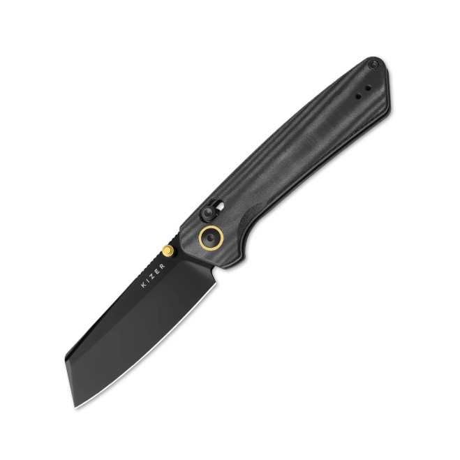 Kizer Madrac Folding Knife Black Micarta Handle Nitro-V Plain Black Blade V3693A1