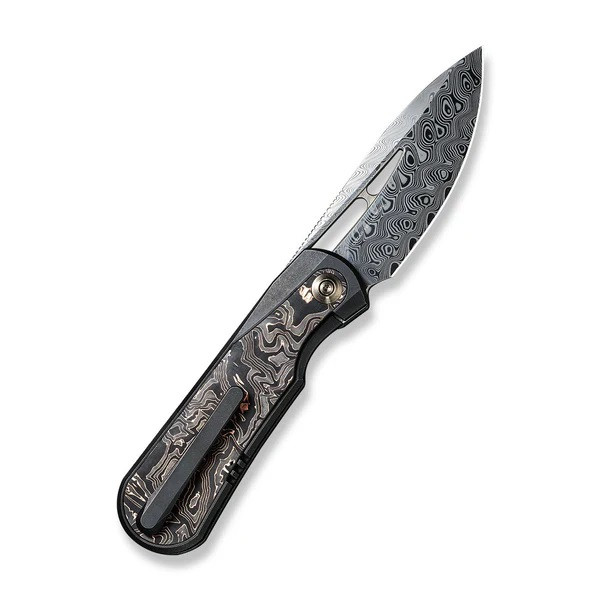 WE Baloo Folding Knife Titanium/Carbon Fiber Handle Damasteel Plain Edge WE21033-DS1