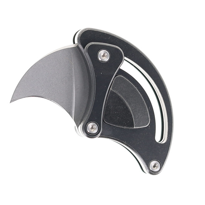 TwoSun Mini Micro Folding Knife Stonewashed Ti Handle 14C28N Edge TS151-14c28N-Black