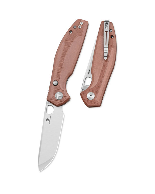 Bestechman Angry Owl Folding Knife Brown G10 Handle D2 Plain Satin