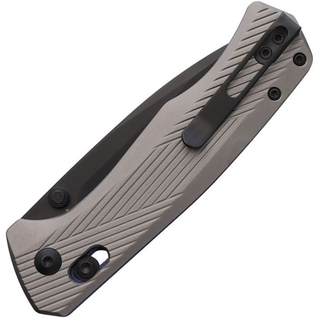 ABKT Tac Interlace Folding Knife Gray/Blue Aluminum Handle D2 Drop
