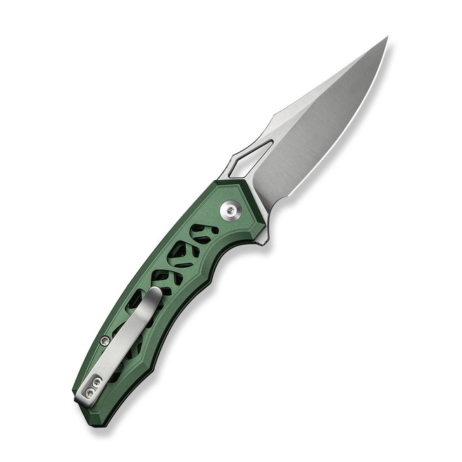 Civivi Anaaki Folding Knife Skeletonized Green Aluminum Handle Nitro-V Plain Edge Satin Finish C24039-3