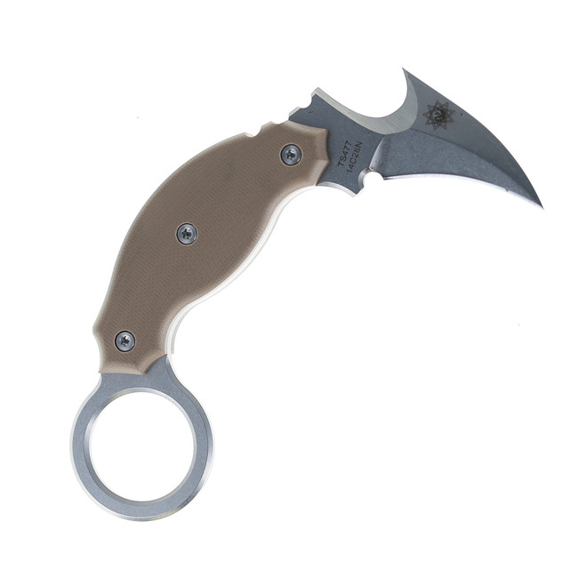 TwoSun Fixed Knife Brown Micarta Handle 14C28N Karambit Plain Edge