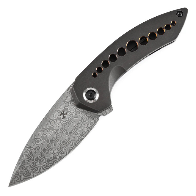 KANSEPT ODD 21 FRONT FLIPPER BLACKWASH TITANIUM WITH BRONZE ANODIZED HOLES HANDLE 3.08'' DAMASCUS BLADE TUFFKNIVES DESIGN FOLDING KNIFE K1077A3 KANSEPT ODD 21 FRONT FLIPPER BLACKWASH TITANIUM WITH BRONZE ANODIZED HOLES HANDLE 3.08'' DAMASCUS BLADE TUFFKNIVES DESIGN FOLDING KNIFE K1077A3