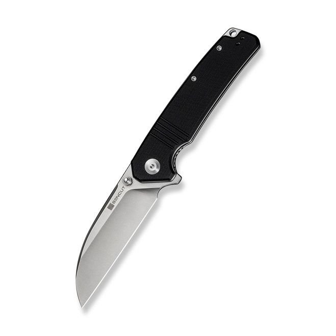 Sencut Awassi Folding Knife Black G10 Handle 9Cr18MoV Plain Edge Satin Finish S24065-1