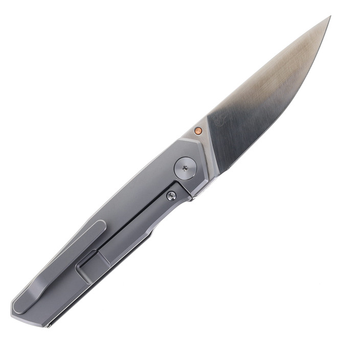 Bestech VK-KUZE Folding Knife White Beadblast Titanium Handle