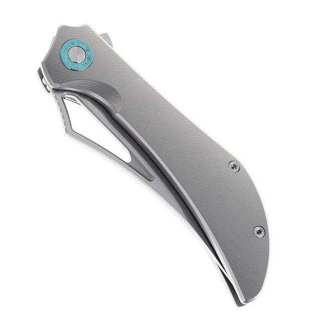 三 TwoSun Folding Knife Gray Titanium Handle 14C28N Plain Edge
