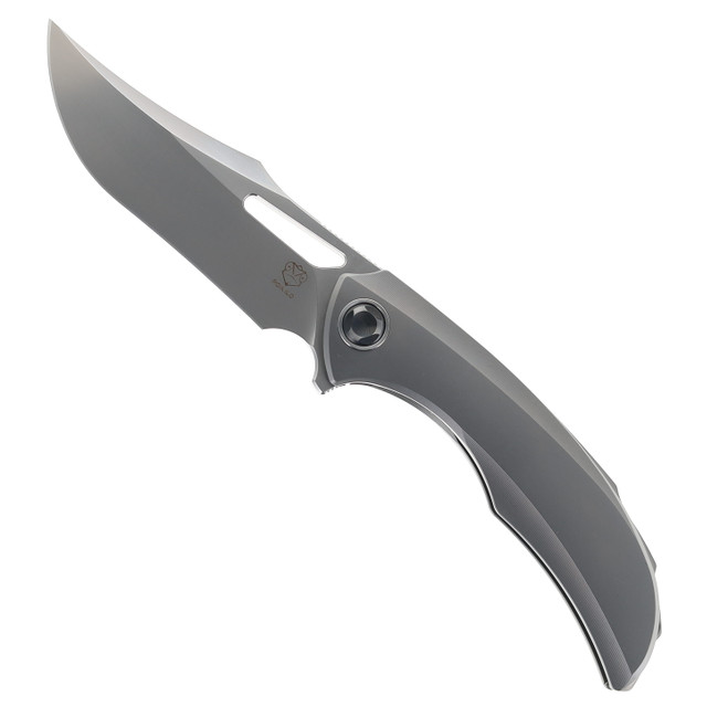 Poikilo Armadillo-S1 Folding Knife Gray Titanium Handle M398 Upswept Pearlescent Stonewash Finish