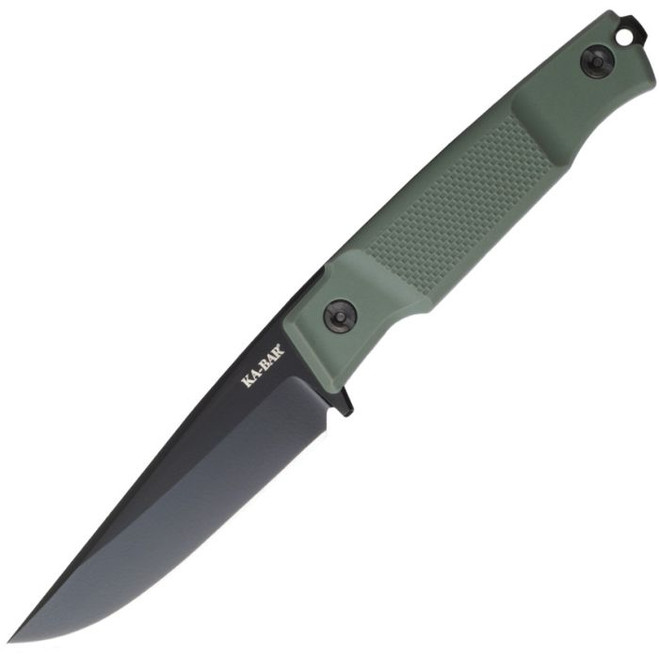 KaBar Apex Fixed Blade Knife Green GFN Handle D2 Clip Point Plain Black Blade KA5500