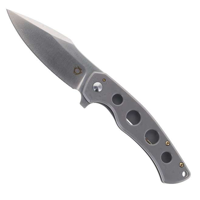 SIxLeaf SL-54-Steel Folding Knife Gray Stainless Steel Handle 8Cr13Mov Plain Edge