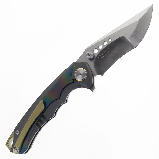 ① Yangge Folding Knife Titanium Color Zirconium Handle Elmax Plain
