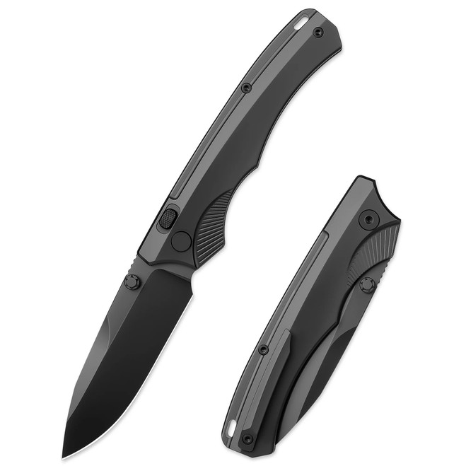 Remette Button Lock Folding Knife Black Titanium Handle DLC M390 Blade WD107-DC
