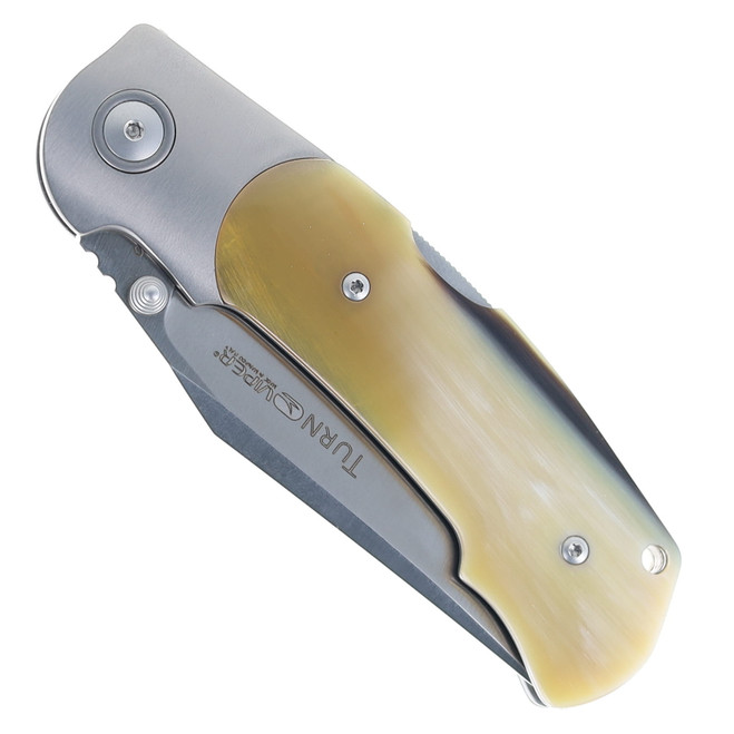 あ ② Viper Turn Folding Knife Ram Horn Handle M390 Plain Edge V5986MO