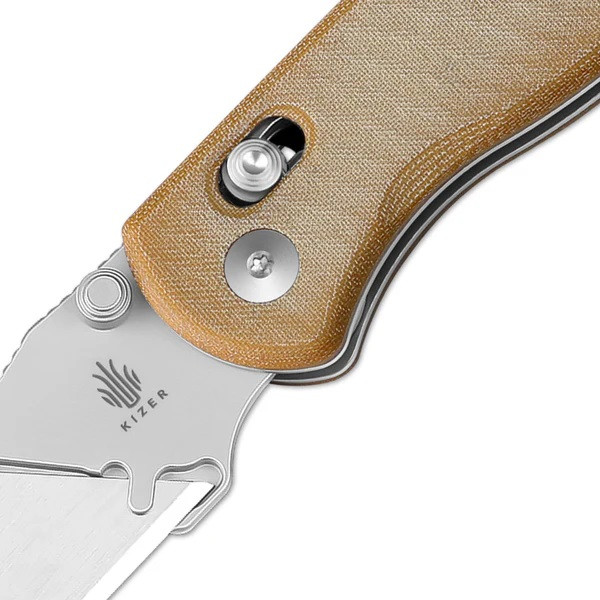 Kizer Drop Bear Utility Knife Brown Micarta Handle SK5/5Cr15 Plain