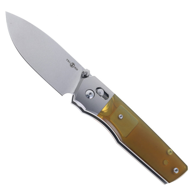 TwoSun Folding Knife Titanium/PEI Handle M390 Plain Edge TS433-M390-PEI