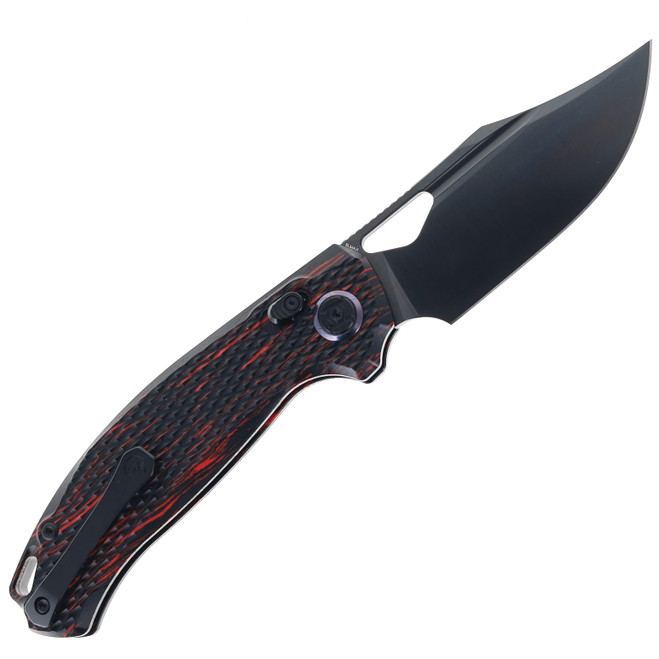 Kunwu Django XL Folding Knife Red G-Mascus Handle Elmax Plain