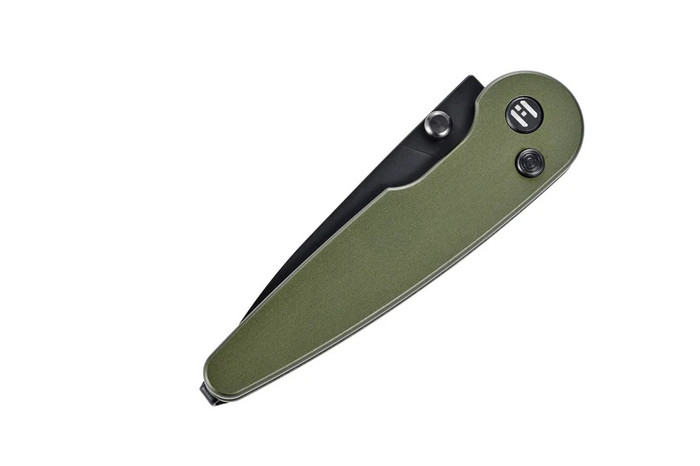 Hightron Birdidi Folding Knife Green Aluminum Handle D2 Plain Black Blade HK06GRN