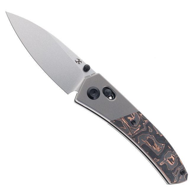Kansept Dako Folding Knife SW Titanium/Copper Carbon Fiber Handle S35VN Plain Edge Stonewash Finish K1101V2