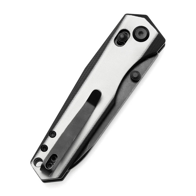 Tenable Beaver Folding Knife Off White/Black G10 Handle Nitro-V Plain Edge Blackwash Finish T1105V2