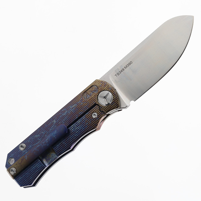 デザイン TwoSun Folding Knife Color Titanium Handle D2 Clip Point Plain