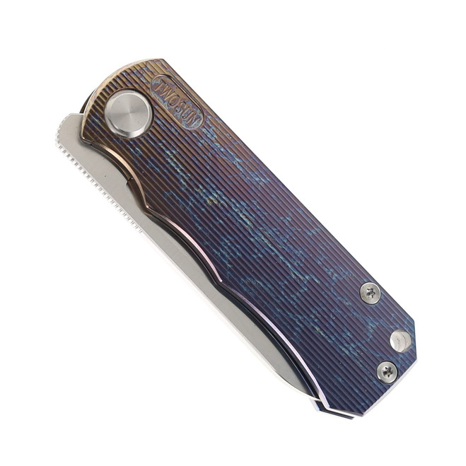 TwoSun Folding Knife Color Titanium Handle D2 Clip Point Plain