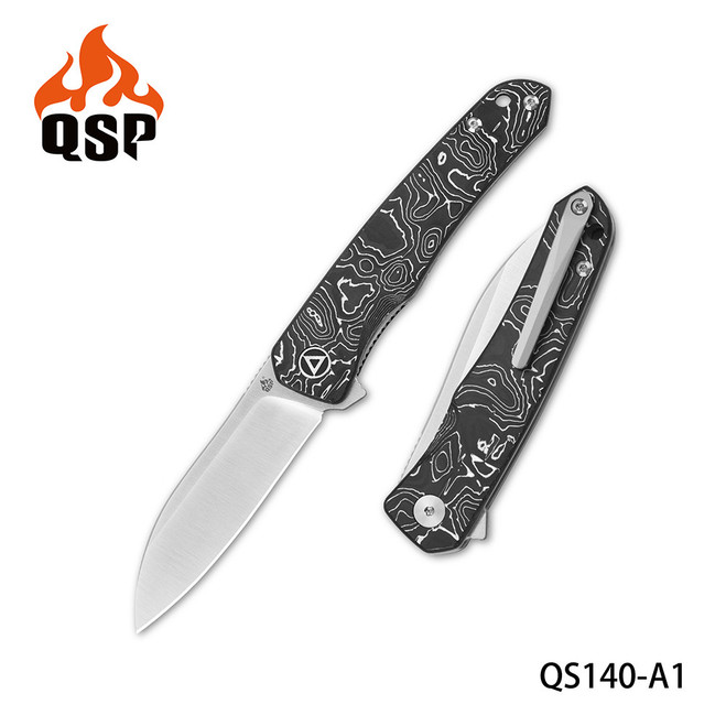 (Chip in Handle) Open Box/Return QSP Otter Folding Knife Black Aluminum Foil/Carbon Fiber Handle S35VN Plain Edge Satin Finish QS140-A1 (Chip in Handle) Open Box/Return QSP Otter Folding Knife Black Aluminum Foil/Carbon Fiber Handle S35VN Plain Edge Satin Finish QS140-A1
