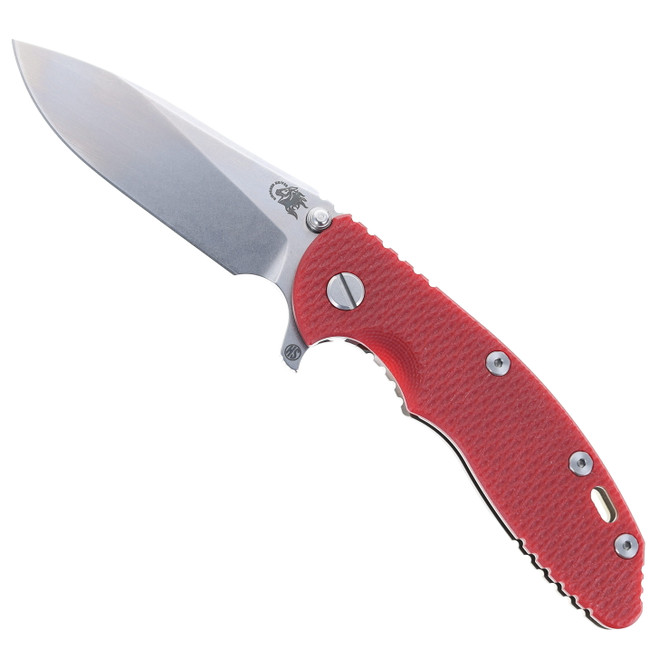 Hinderer XM-18 Skinny Slicer Folding Knife Red G10 & Stonewashed Bronze Titanium Handle Magnacut