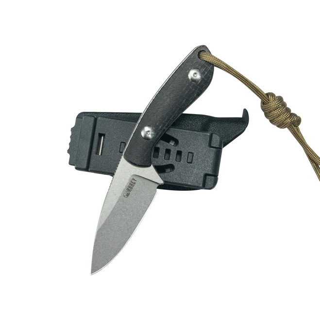 Kubey Bloom Fixed Blade Knife Black Coarse Micarta Handle 14C28N